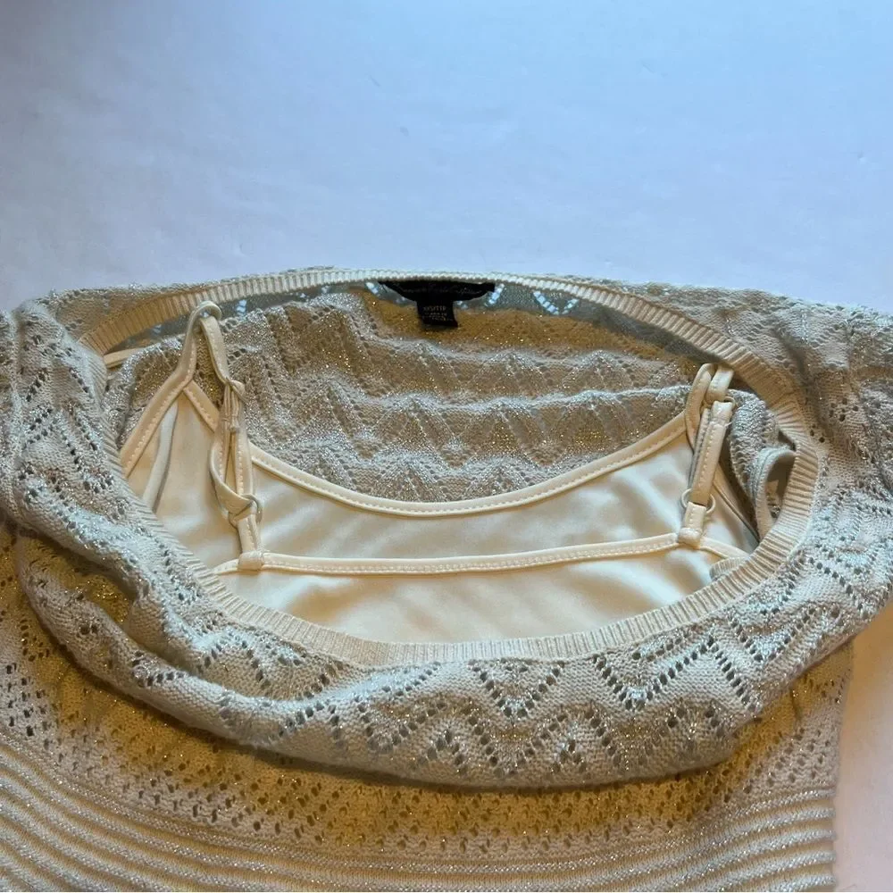 American Eagle Outfitters Women's Cream Sparkle Sweater Dress Size XXS - Picture 9 of 9